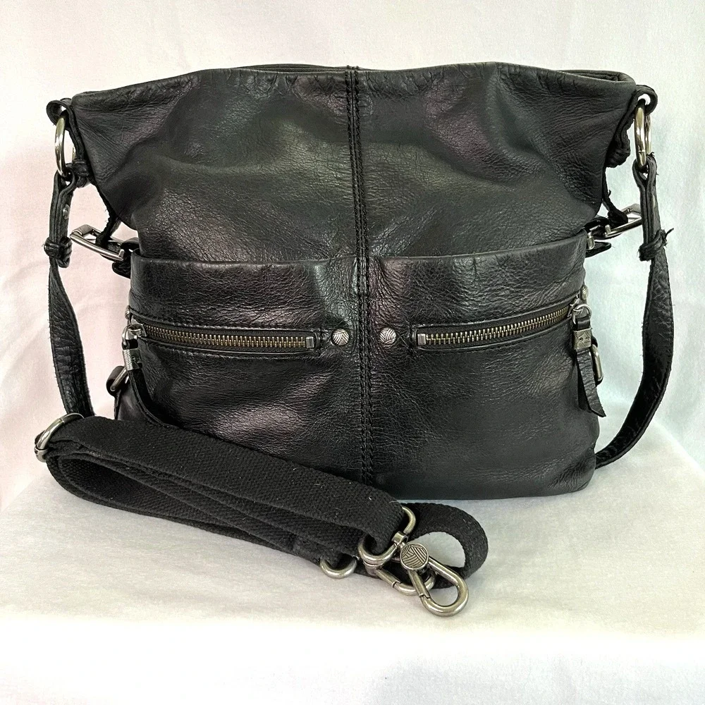 The Sak Leather Medium Handbag Crossbody Option Black Buttery Luxery Clean